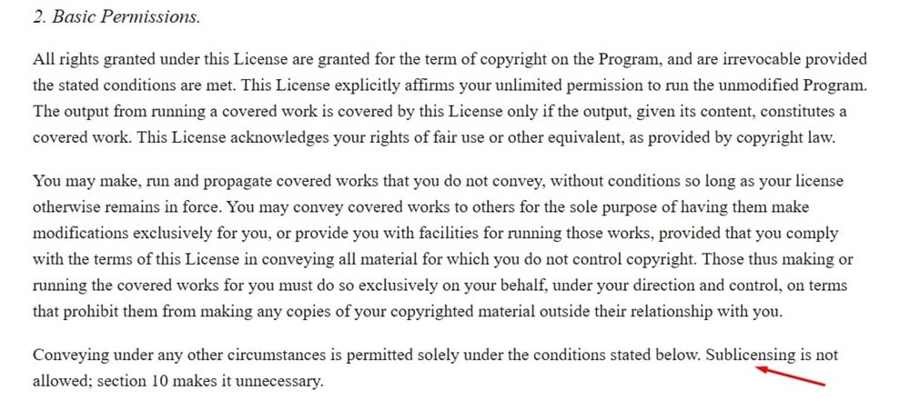 GNU General Public License Agreement v3: Basic Permissions section