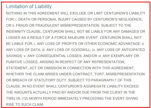 HubSpot EULA: Limitation of Liability clause