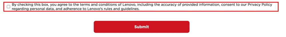 Lenovo consent checkbox