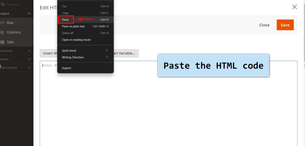 TermsFeed Magento 2 - Pages - Privacy and Cookie Policy - Edit HTML Code - Paste