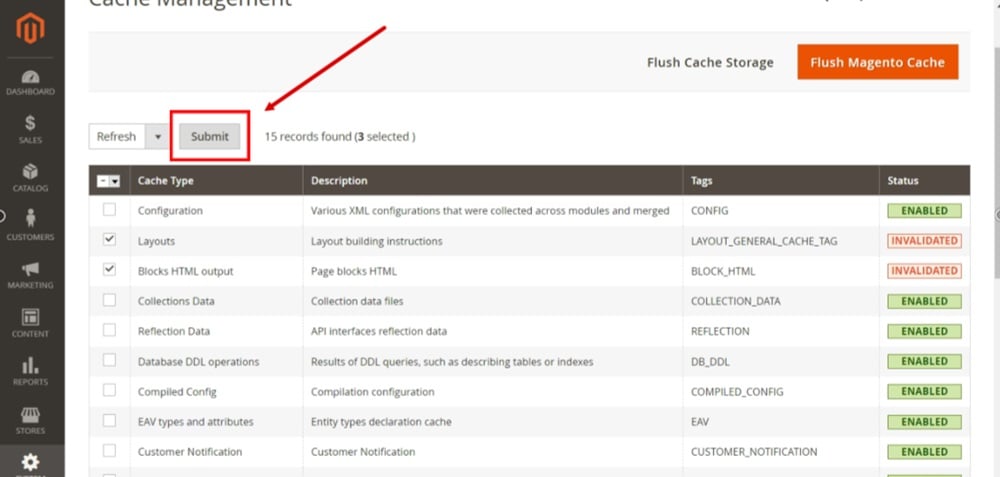 TermsFeed Magento 2 - Widgets - Add new - System - Cache Management - Select Invalidated and click Submit